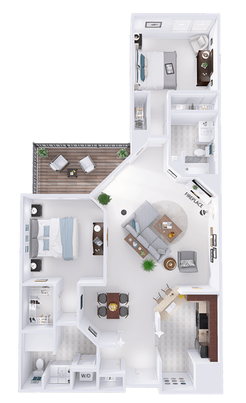 a 3d rendering of a floor plan of a house